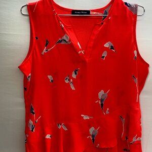 IVANKA TRUMP Sleeveless drapey red floral top shirt medium